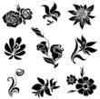 Set of black flower design elements