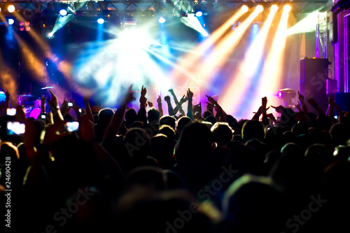 Photo : Cheering crowd at concert Cheering crowd at concert