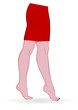 Vector illustration female feet and a red skirt Vector illustration female feet and a red skirt