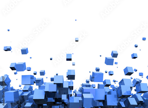 Foto: 3D - Hintergrund - Fliegende Würfel Blau 3D - Hintergrund - Fliegende Würfel Blau