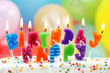Birthday candles on colorful background Birthday candles on colorful background