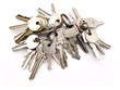 Five stes of keys on rings on white Five stes of keys on rings on white