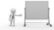 Illustration: 3d Businessman cartoon character shows empty whiteboard 3d Businessman cartoon character shows empty whiteboard