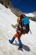 Girl moving down with belay
