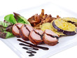 pork tenderloin with eggplant tempura & golden chanterelles pork tenderloin with eggplant tempura & golden chanterelles