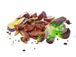salad, mushrooms, eggplant tempura with pork loin & bacon salad, mushrooms, eggplant tempura with pork loin & bacon
