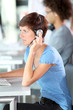Closeup of young woman with headphones Closeup of young woman with headphones