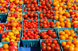 Small red orange and yellow tomatoes