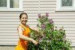 woman doing work in her garden