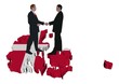 Business meeting on Denmark map flag illustration