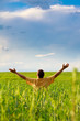 man in summer field