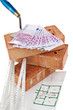 Hausbau, Finanzierung, Bausparen. Ziegel und Euro Hausbau, Finanzierung, Bausparen. Ziegel und Euro