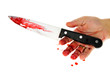 Messer mit Blut. Kriminalität. Tatwaffe eines Mordes.