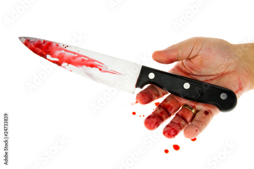 Photo: Messer mit Blut. Kriminalität. Tatwaffe eines Mordes. Messer mit Blut. Kriminalität. Tatwaffe eines Mordes.