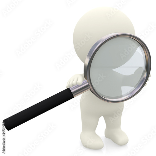 Illustration: 3D person with magnifier 3D person with magnifier
