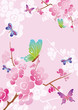 Vector floral background with colored butterflies