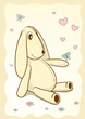 cute soft rabbit with flowers and butterflies