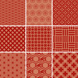 Seamless japanese traditional red patterns set Seamless japanese traditional red patterns set