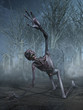 Shrieking Zombie in a Graveyard -  3D render