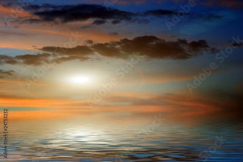 Photo: reflection solar sky in surfaces of water reflection solar sky in surfaces of water