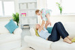 Playing family having fun with a laptop Playing family having fun with a laptop