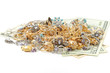 Gold jewelry and money