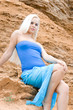 attractive blond woman in blue