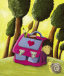 Hedgehog peeking from the school bag