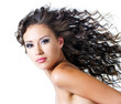 beautiful brunette woman with long brown hairs