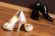 Bride's and groom's shoes