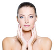 Face of a sexy beautiful young woman with clean skin