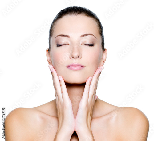 Face with closed eyes of a beautiful woman