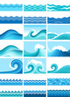 collection of marine waves, stylized design collection of marine waves, stylized design