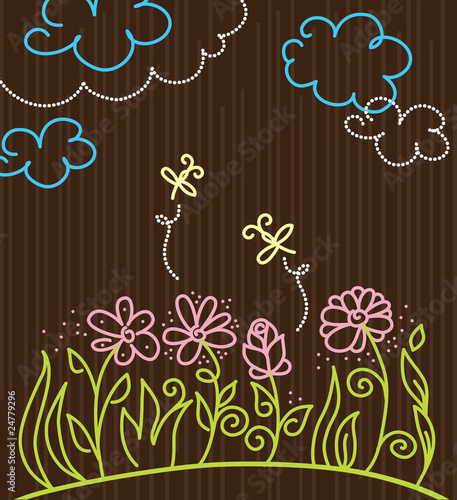 flowers cartoon background. Cartoon background with flowers