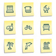 Vacation web icons, yellow notes series Vacation web icons, yellow notes series
