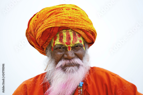 Photo: Portrait of a old Sadhu at the ghats in Varanasi, India. Portrait of a old Sadhu at the ghats in Varanasi, India.