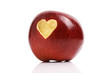 Red apple with heart symbol