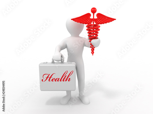 Illustration: men with symbols of medicine. 3d men with symbols of medicine. 3d