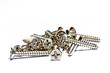 silver screws on white background silver screws on white background