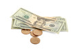Money bills and coins