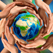 Multiracial Hands Around the Earth Globe Multiracial Hands Around the Earth Globe