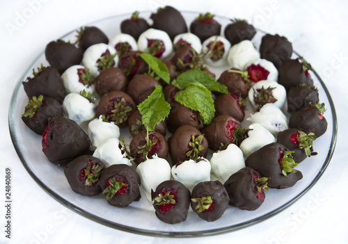 Chocolate Strawberries on a Plate