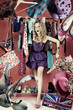 collage with woman in the shop