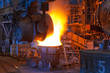 Pouring of liquid metal in open hearth workshop