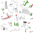 Memories of Italy (seamless set of doodles).