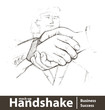 Vector illustration. Closeup of business people shaking hands