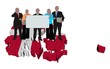 business team with sign on Denmark map flag illustration