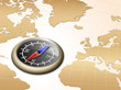 Vector Illustration Of Brass Compass and Map of the World