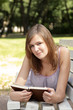 Beautiful girl reads book