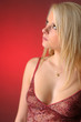 The portrait of the sad attractive blonde woman
